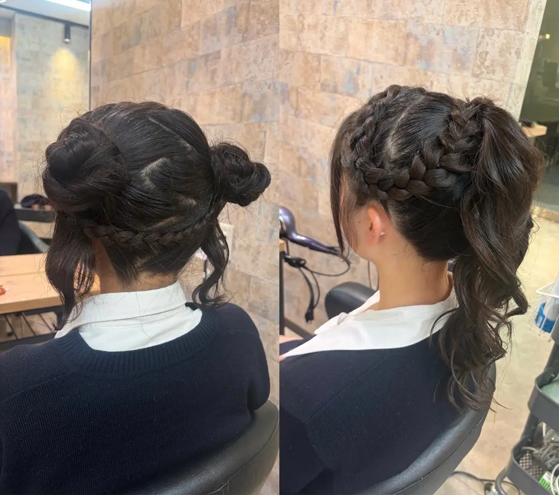 ロング ヘアアレンジ カチューシャ ヘアセット 前田 みのりのヘアスタイル