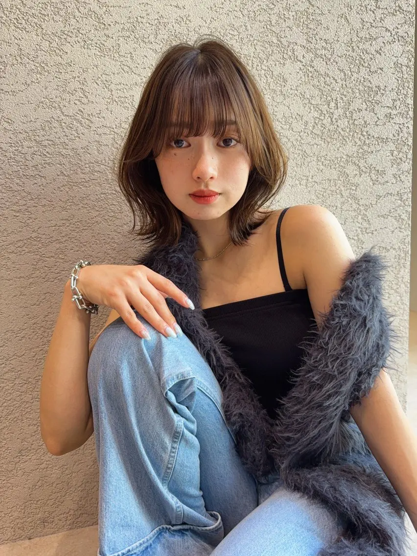 ミディアム カラー カット ヘアカラー トリートメント 縮毛矯正✨🫧 レイヤー川村利幸のヘアスタイル