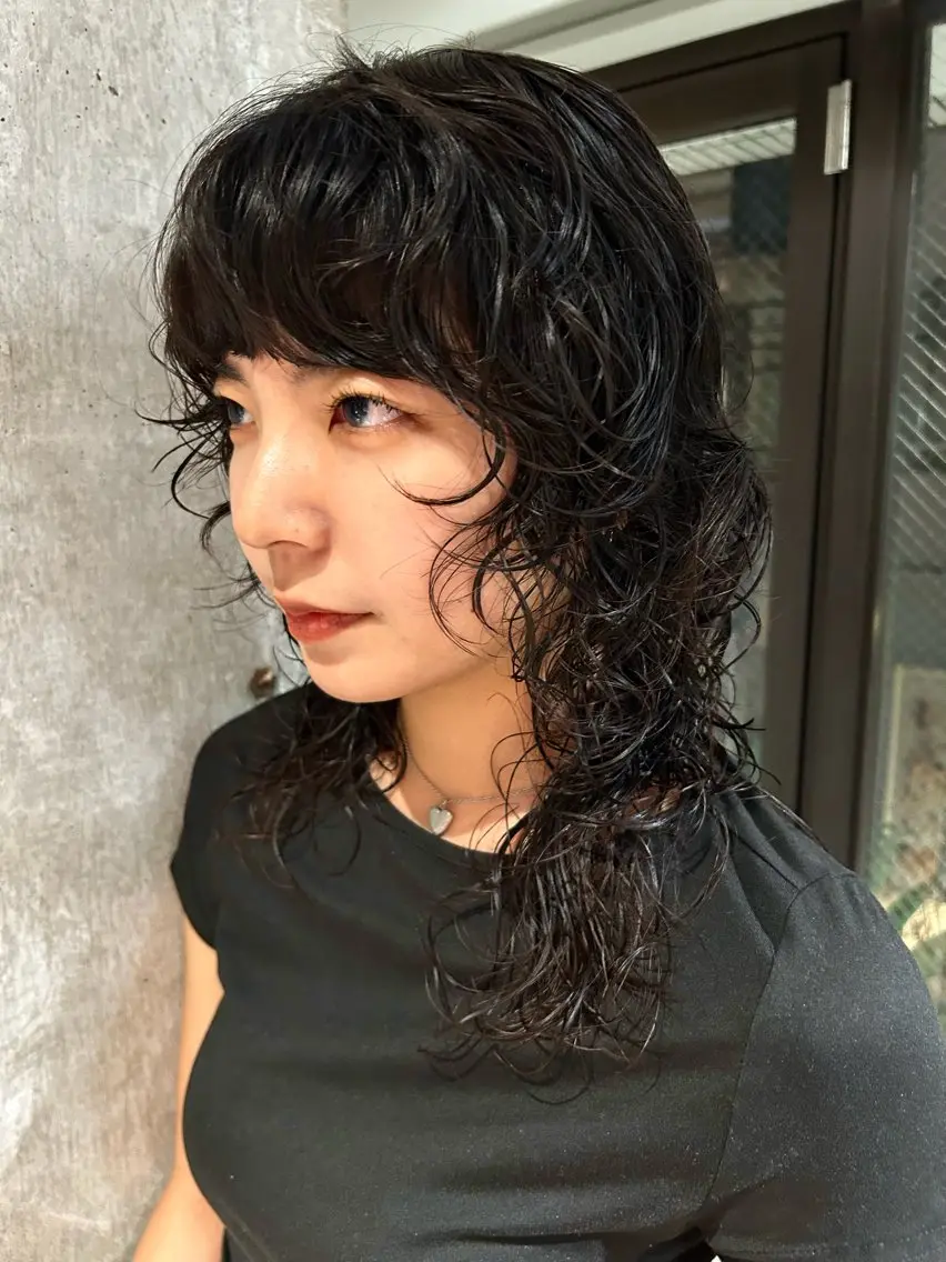 セミロング パーマ カット パーマ レイヤーパーマ 竹之内竜矢のヘアスタイル