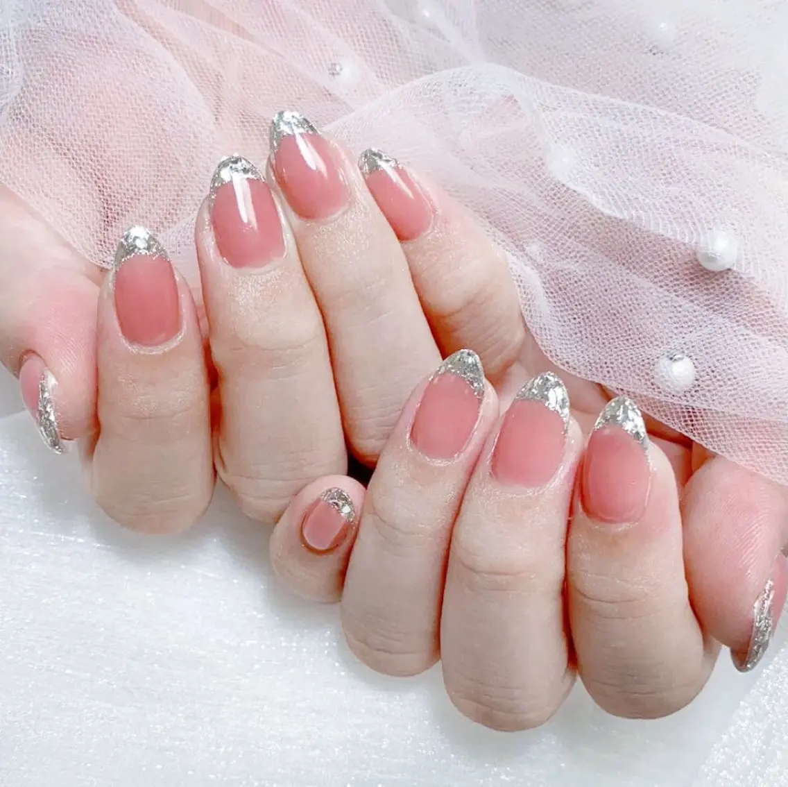 メンズ ネイル フレンチネイル ガラスフレンチ ハンドネイル Nail salon 木にいるのネイルデザイン