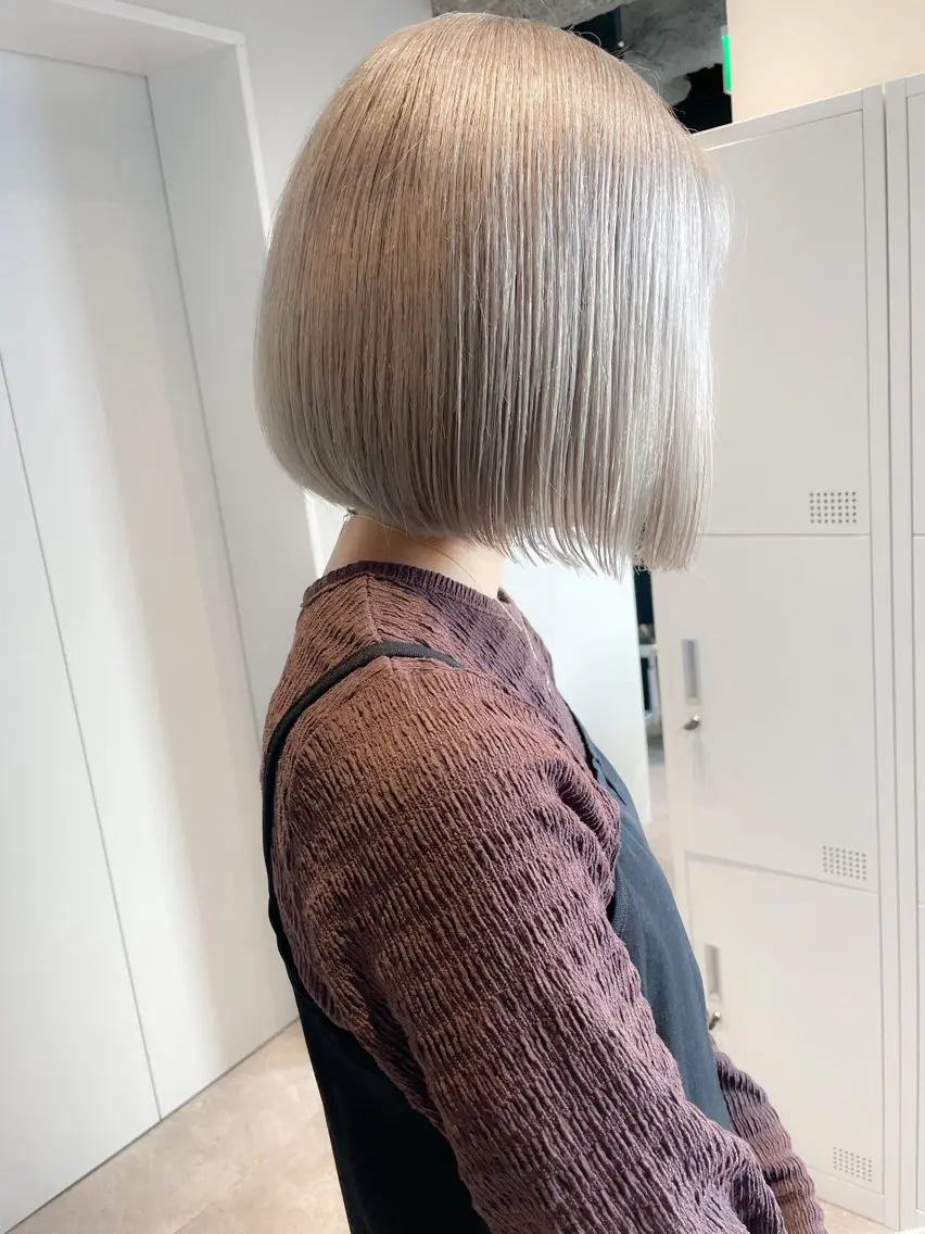 ショート カラー ブリーチ ヘアカラー トリートメント ✨ブリーチなし透明感 池袋 水野のヘアスタイル