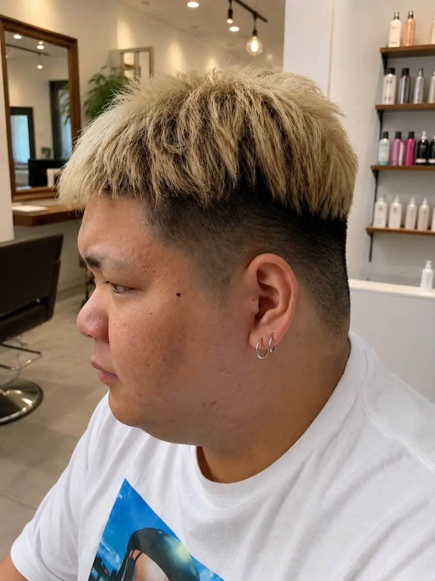 ショート カラー メンズ フェードカット メンズハイトーン スキンフェード ハイトーンカラー 菊池 よしえのヘアスタイル