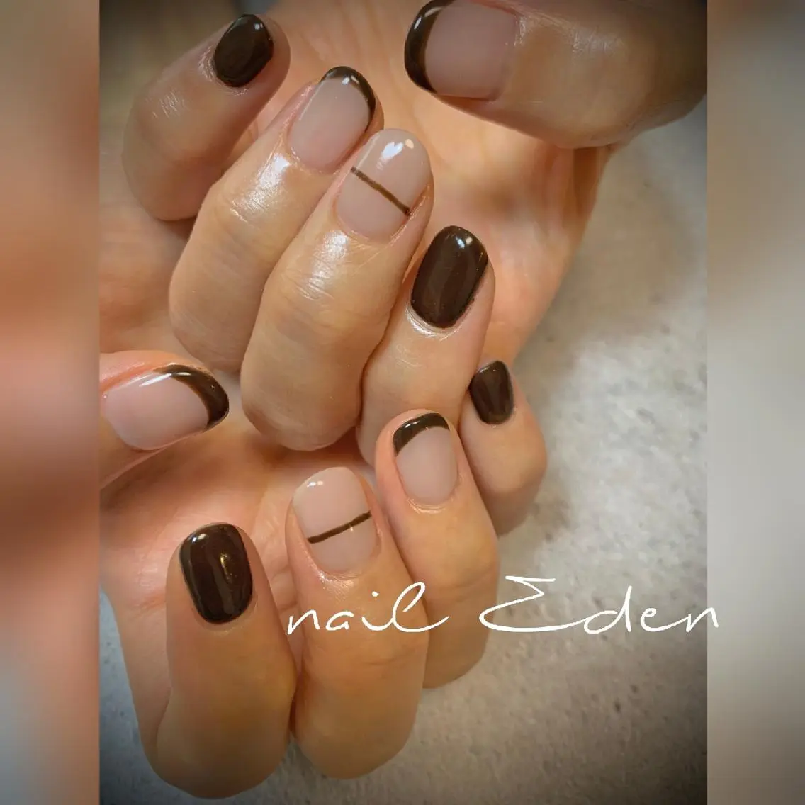 ネイル ブラウン 持ち込み Eden ♾️のネイルデザイン
