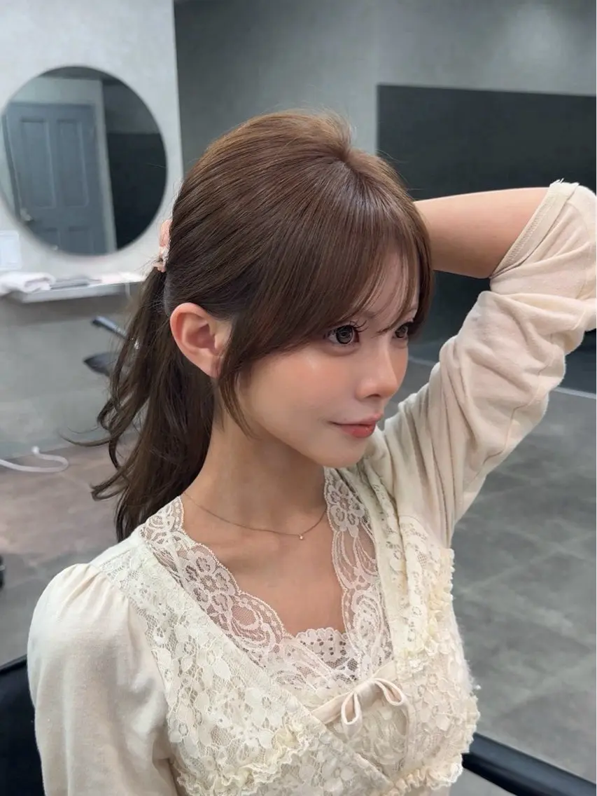 セミロング 顔周りカット 韓国風ヘア レイヤーカット カット ヘアカラー 韓国レイヤーカット /顔周り/佐藤詩門のヘアスタイル