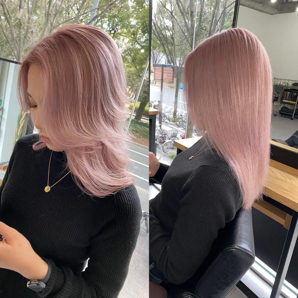 セミロング カラー カット ヘアカラー トリートメント ✨ブリーチ無し 透明感HIDEのヘアスタイル