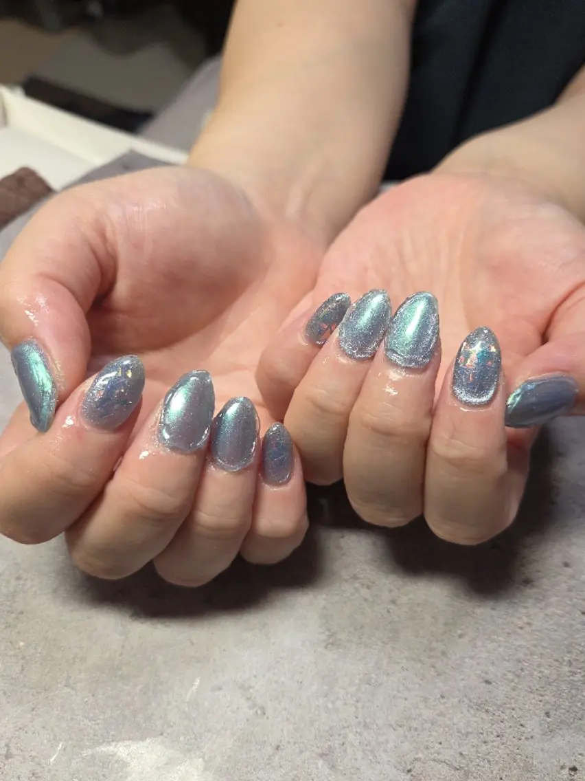 ネイル ジェルネイル ホログラムネイル キラキラネイル マグネットネイル ミラーネイル flure de neige yukiのネイルデザイン