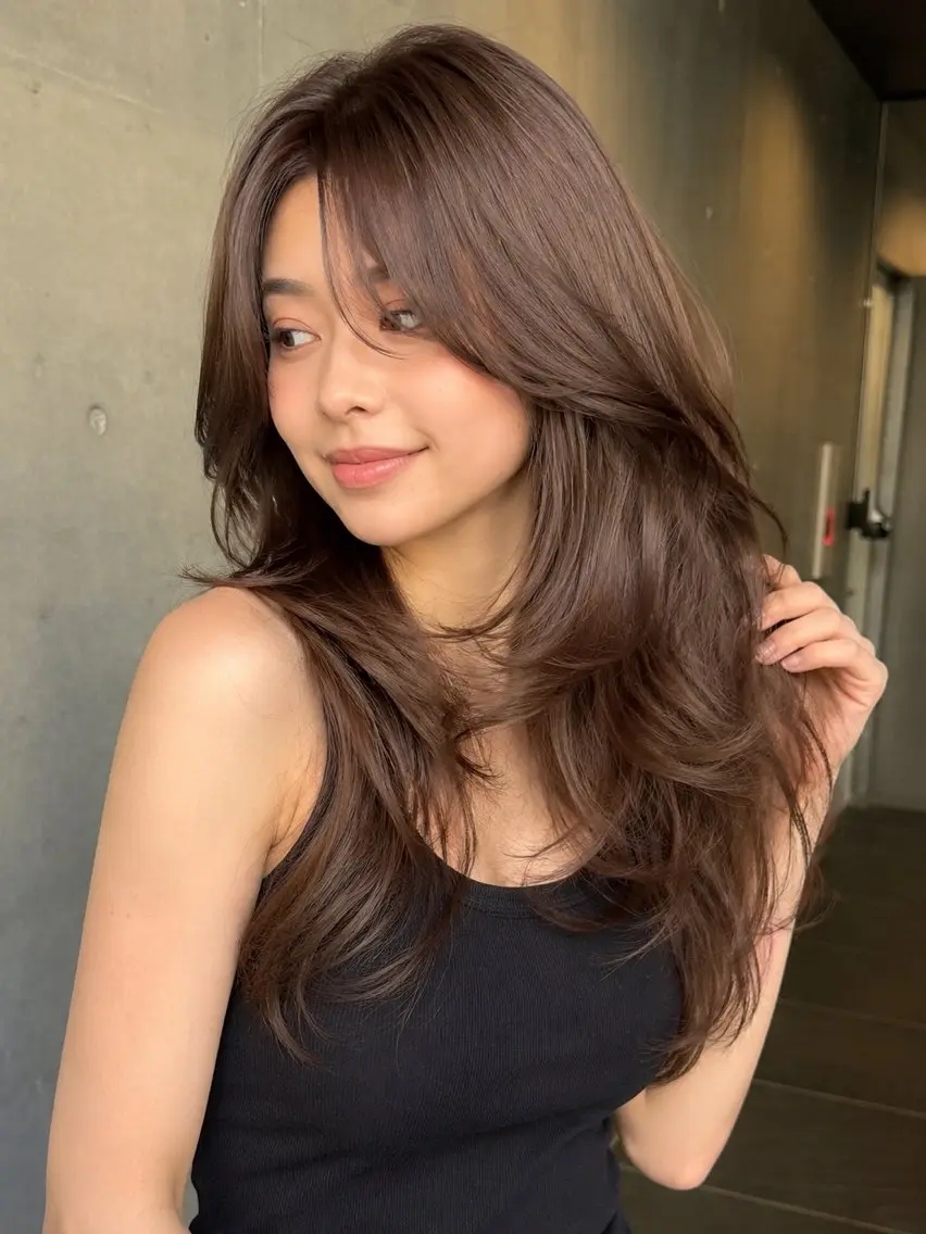 セミロング カット ヘアカラー トリートメント 🦋韓国風レイヤー/ 艶髪矯正🦋凛太郎のヘアスタイル