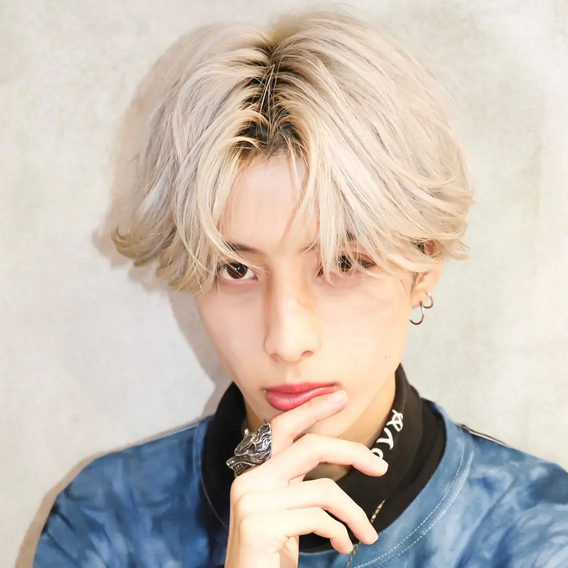 メンズ カット ヘアカラー メンズフェザー毛流れ パーマASHU渋谷のヘアスタイル