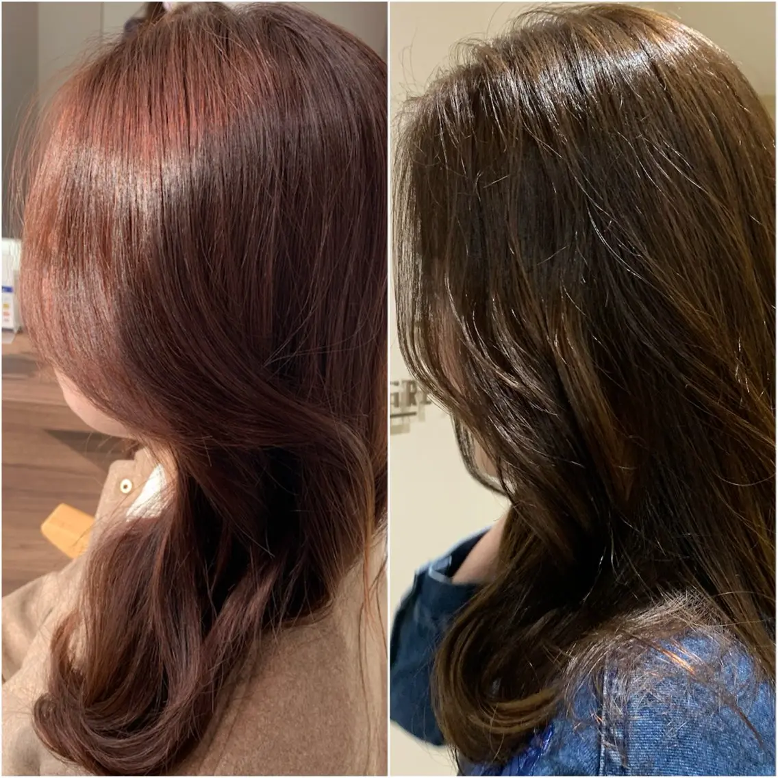 セミロング カラー ピンクカラー レッドカラー ヘアカラー 🫧 みゆ🫧のヘアスタイル
