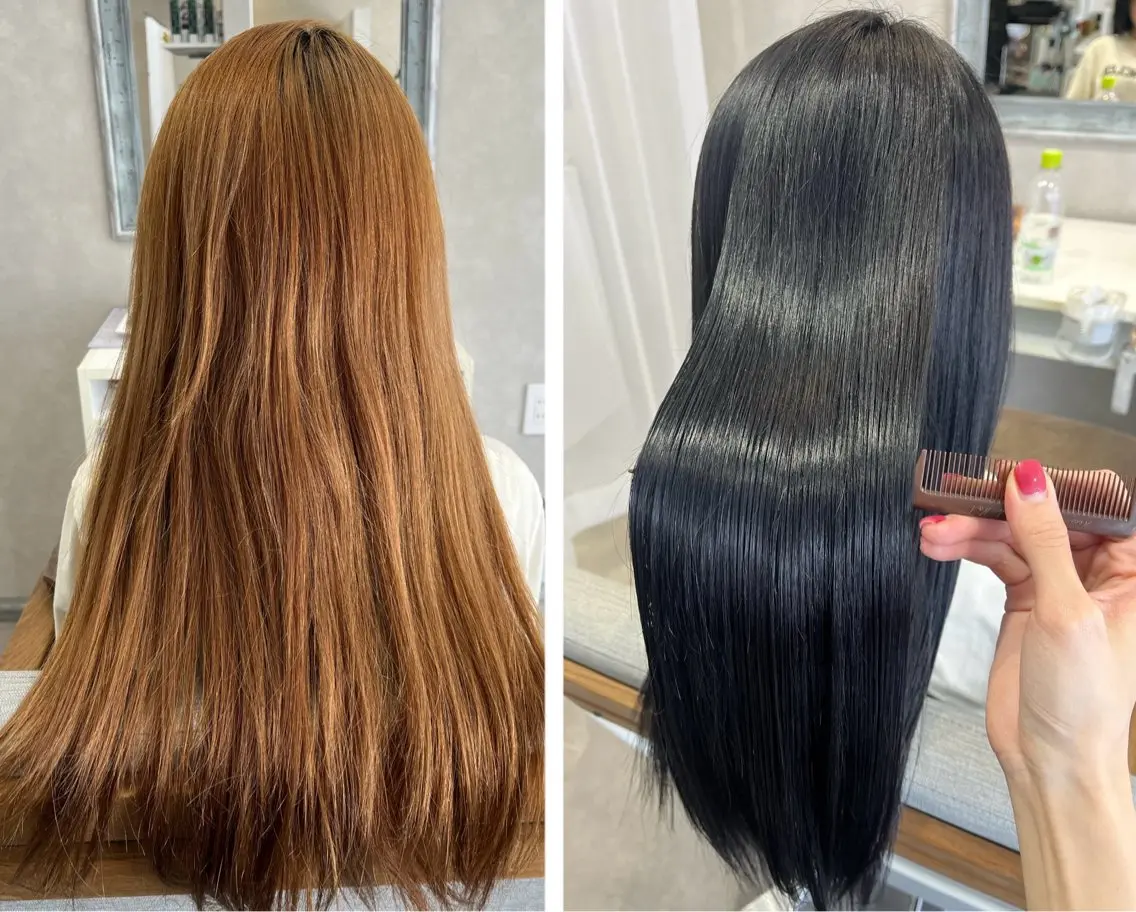 ロング カラー 黒髪 透明感カラー カット ヘアカラー トリートメント 森 愛友のヘアスタイル
