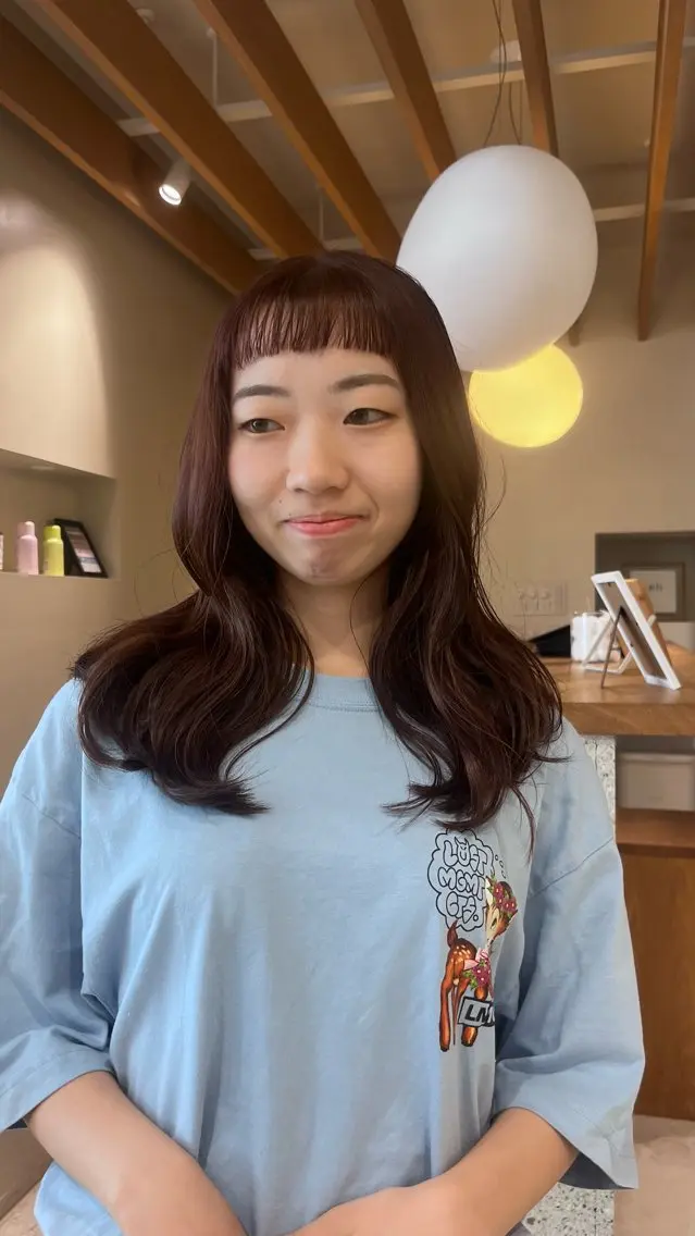 ロング カラー ブラウンカラー ラベンダーカラー ピンクカラー ヘアカラー パーマ/パーマモデル /長久手/フウカのヘアスタイル