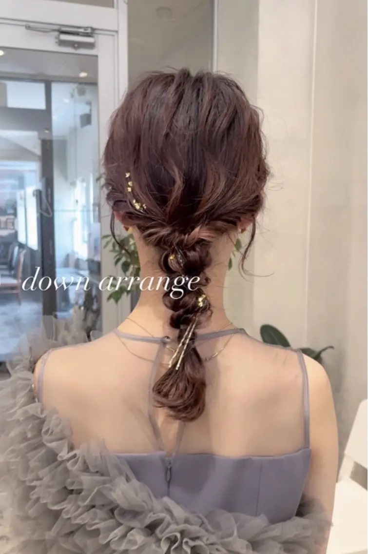 セミロング カラー ヘアアレンジ ヘアセット nakahara madokaのヘアスタイル