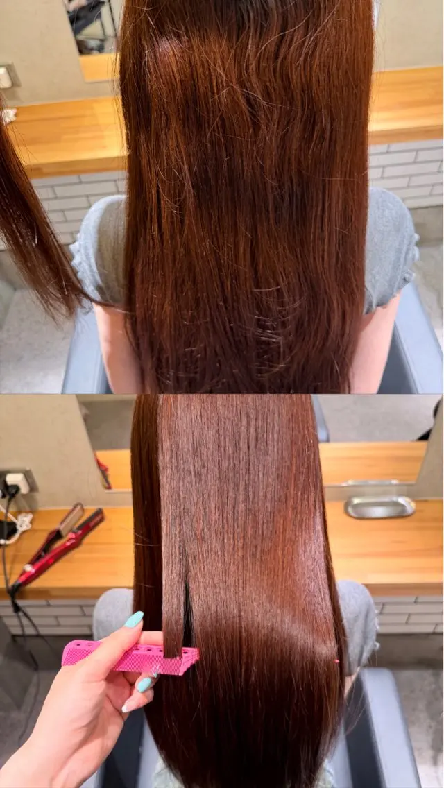 ロング 縮毛矯正 フジモト カリンのヘアスタイル