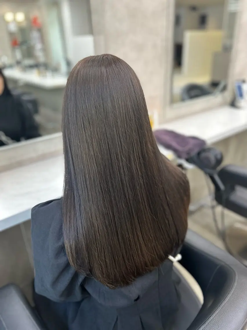 ロング カラー パーマ ヘアアレンジ メンズ キッズ ヘアカラー トリートメント ヘアセット ブリーチなしカラー/ ブラウン/レイヤーのヘアスタイル