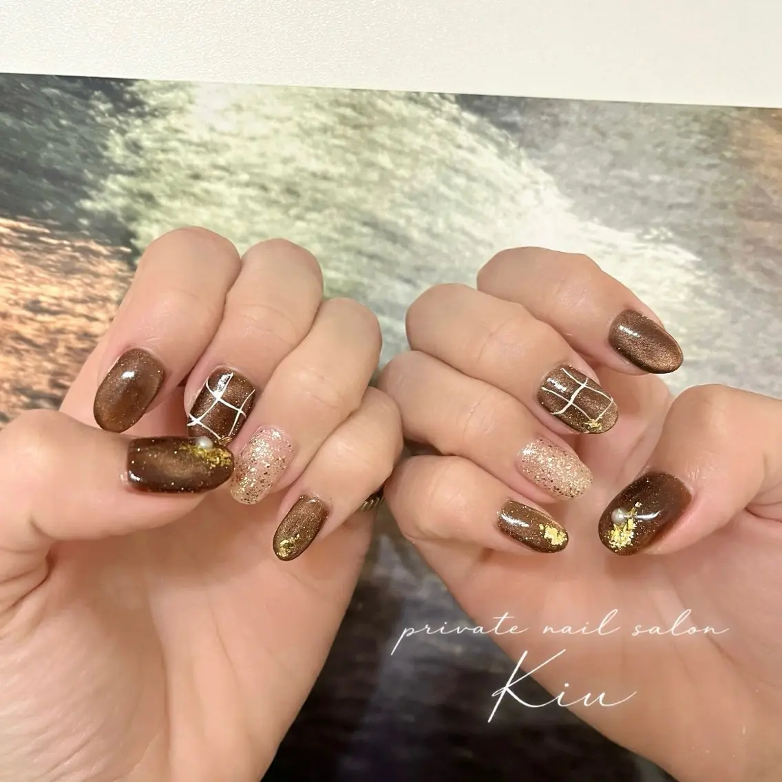 ネイル ジェルネイル ミラーネイル ニュアンスネイル オフィスネイル ショートネイル kiu nailsalonのネイルデザイン