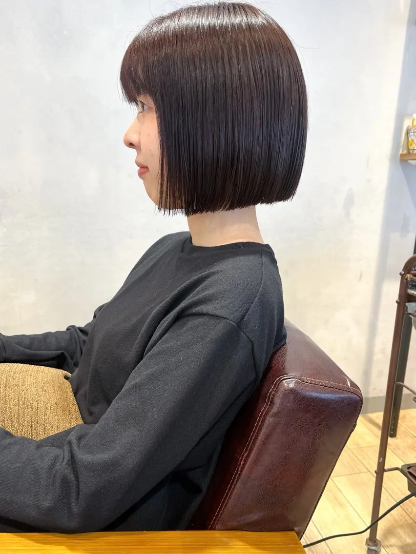 ショート カラー カット ヘアカラー トリートメント 地毛風ストレート ミニボブ🌷江梨🍎のヘアスタイル