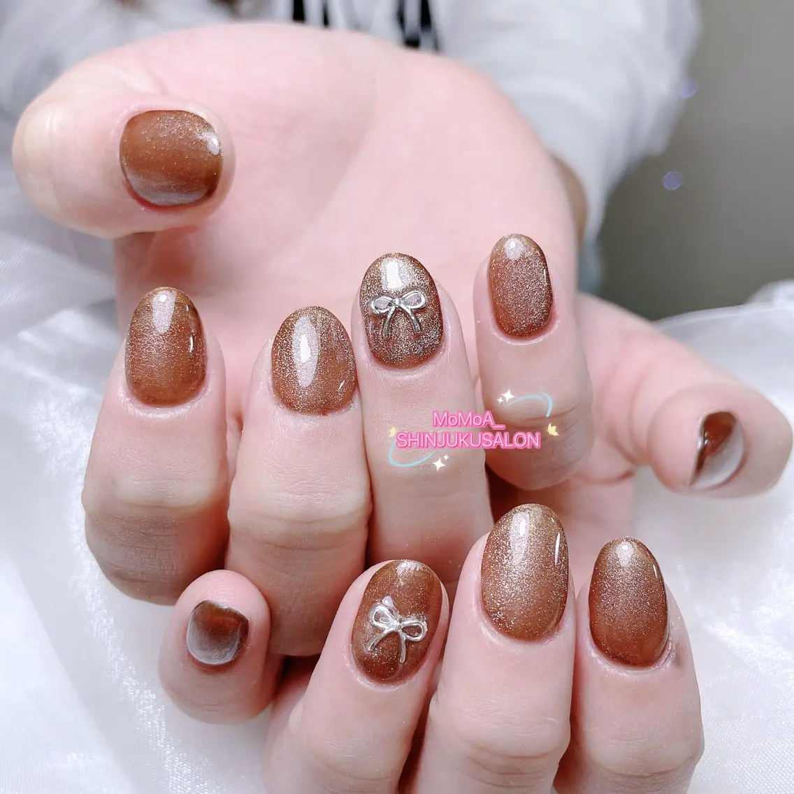 ネイル 成人式 ジェルネイル ロングネイル マグネットネイル 大理石ネイル(マーブル) ハンドネイル MoMoA Nail ネイル長さ出し専門店のネイルデザイン