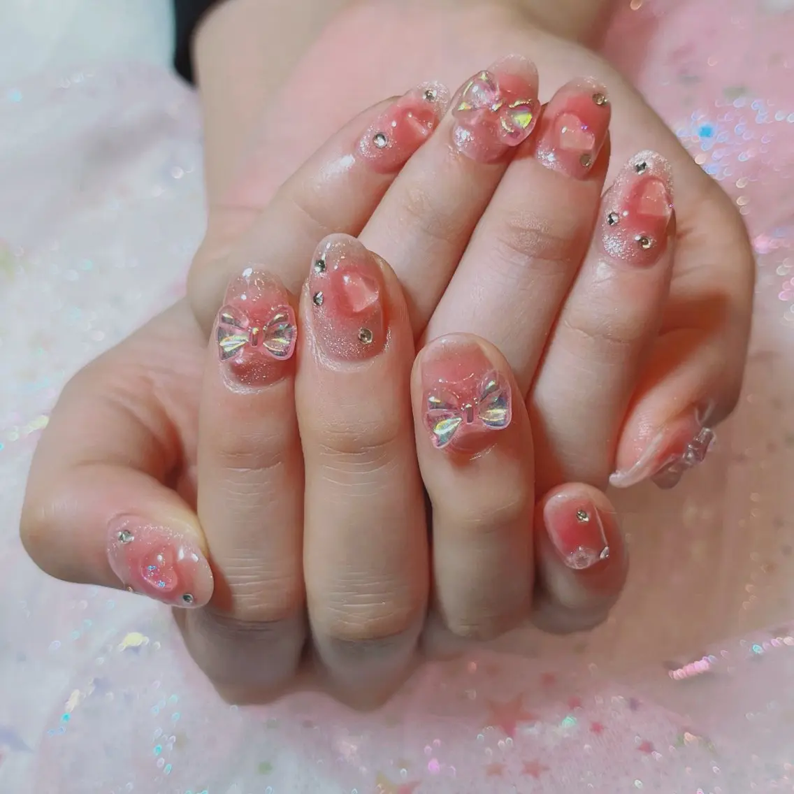 ネイル アートネイル チークネイル ロングネイル マグネットネイル ワンホンネイル RUI ☆のネイルデザイン
