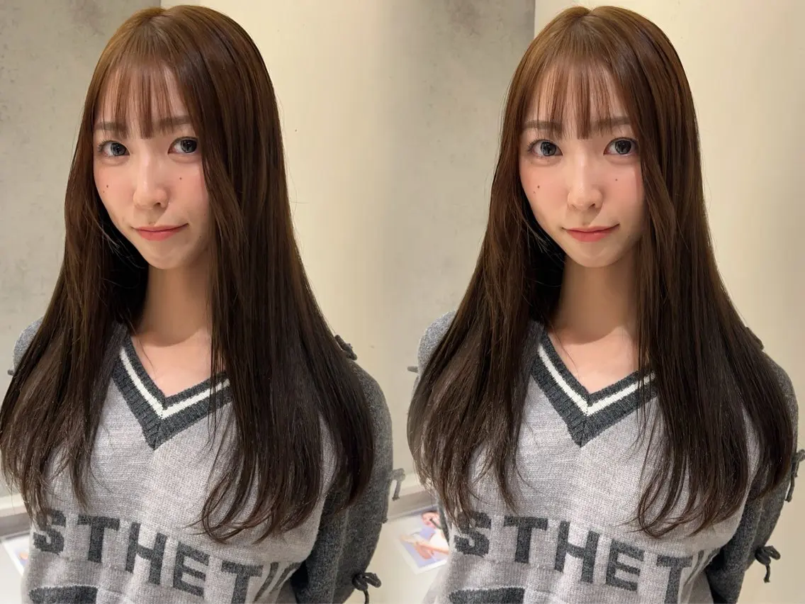 ロング カラー ベージュカラー ブリーチ ブリーチなしカラー オリーブベージュ ayaka🫧 梅田ダブルカラーのヘアスタイル