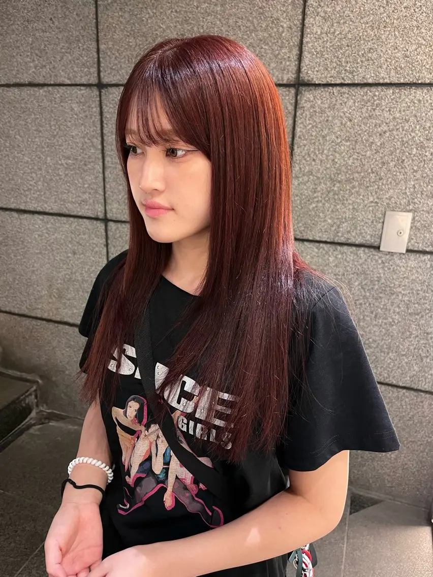 ロング カラー ブリーチ ブラウンカラー カシス ダブルカラー ブリーチなしカラー ヘアカラー カットパーマ 🌀あさみのヘアスタイル