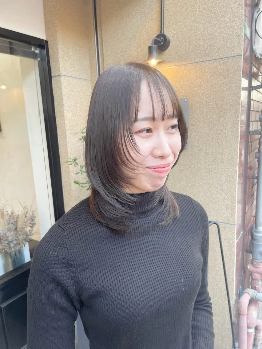 ミディアム カラー 長谷川 黎のヘアスタイル