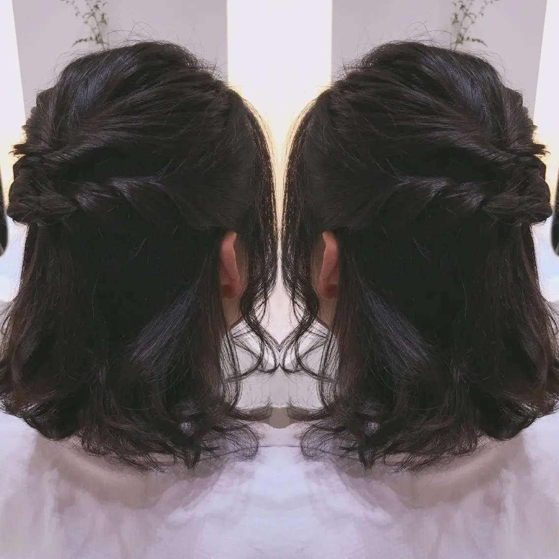 ミディアム カラー ヘアアレンジ 黒髪 ナチュラルブラック 京都河原町/艶髪/ 西田晴香のヘアスタイル