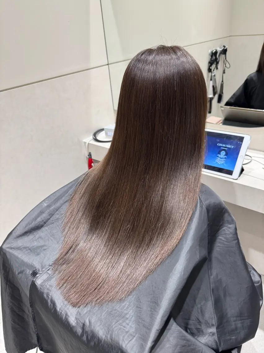 ロング パーマ 縮毛矯正 美髪矯正/縮毛矯正 ブリーチ矯正のヘアスタイル
