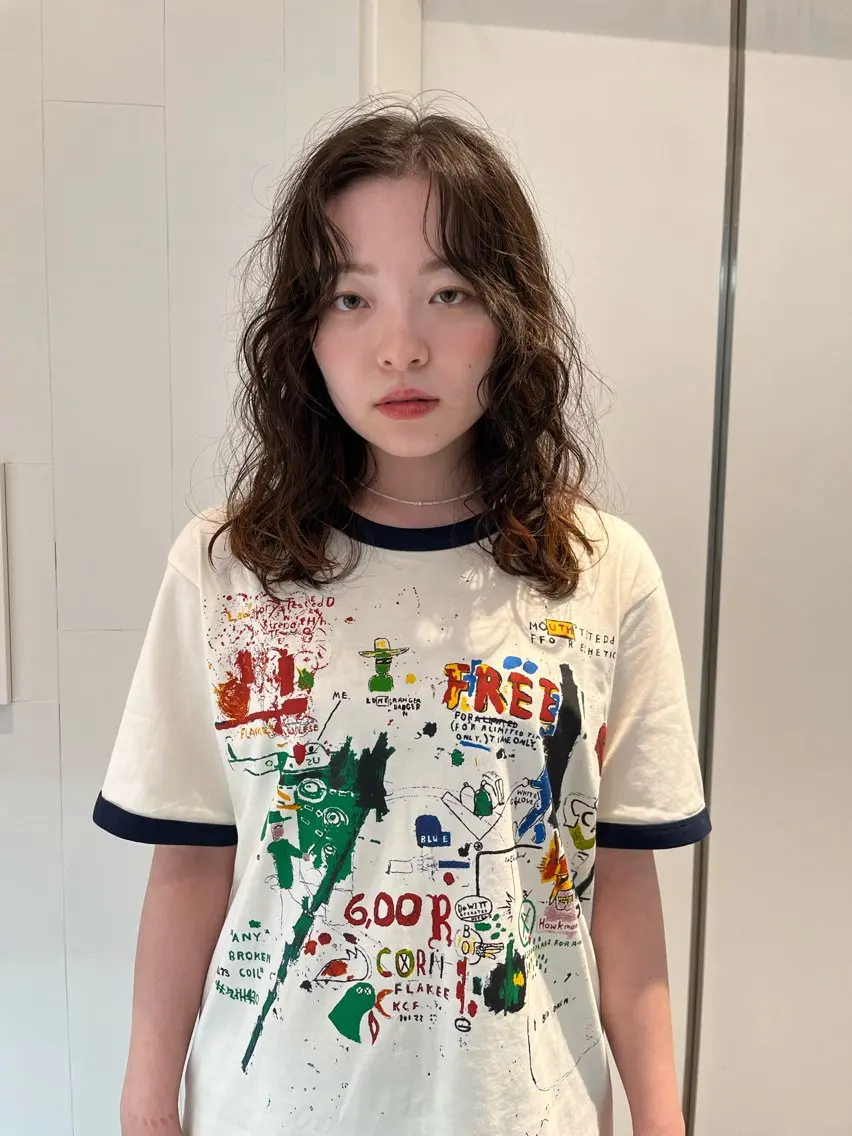 ミディアム パーマ 艶髪✨×顔周りカット 🧚ナツホのヘアスタイル