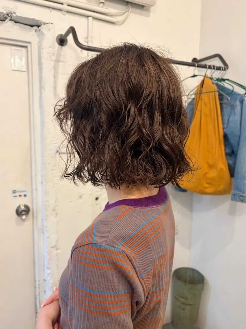 ミディアム カラー パーマ ミディアムパーマ ボブ カット ヘアカラー パーマ トリートメント *UNU* RICOのヘアスタイル