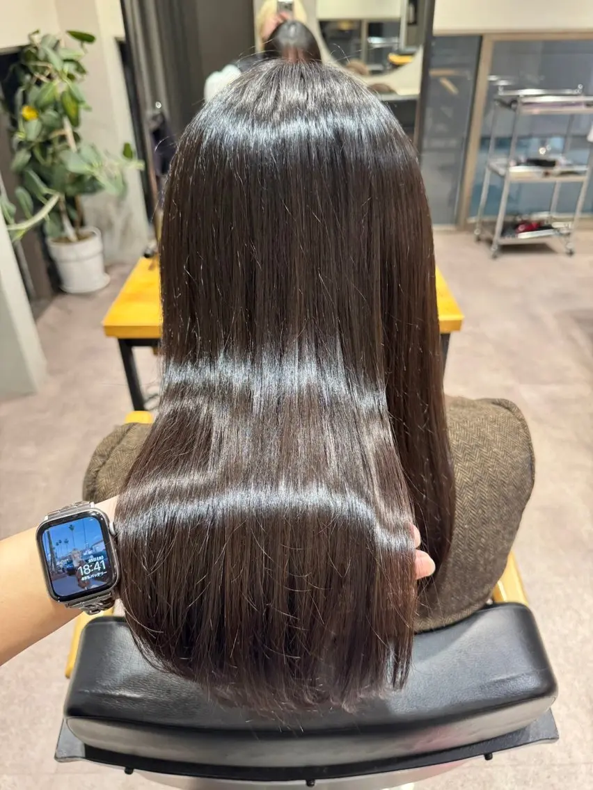 ミディアム カラー カット ヘアカラー 佐藤史哉* 韓国レイヤー赤み除去のヘアスタイル