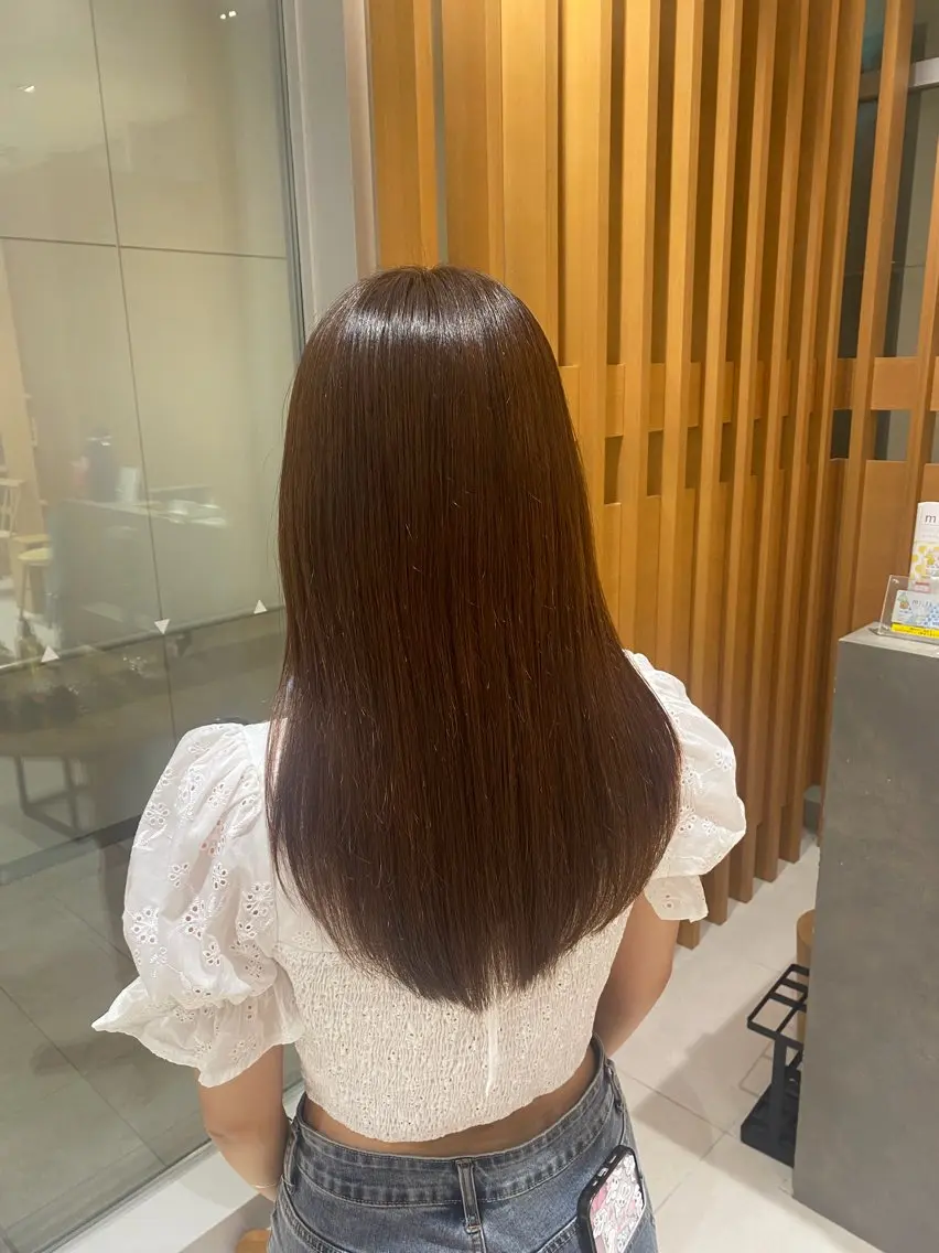セミロング パーマ 縮毛矯正 トリートメント 💎ツヤ髪ストレート カラー💎かのんのヘアスタイル