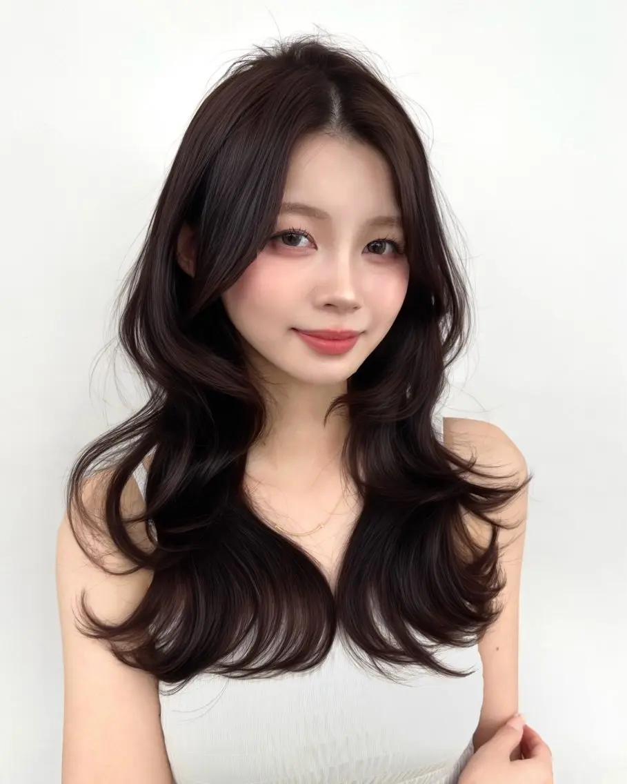 セミロング 韓国風ヘア レイヤーカット カット ヘアカラー トリートメント ヘッドスパ ヘアセット 前髪顔まわりカット 🌈中村海聖のヘアスタイル