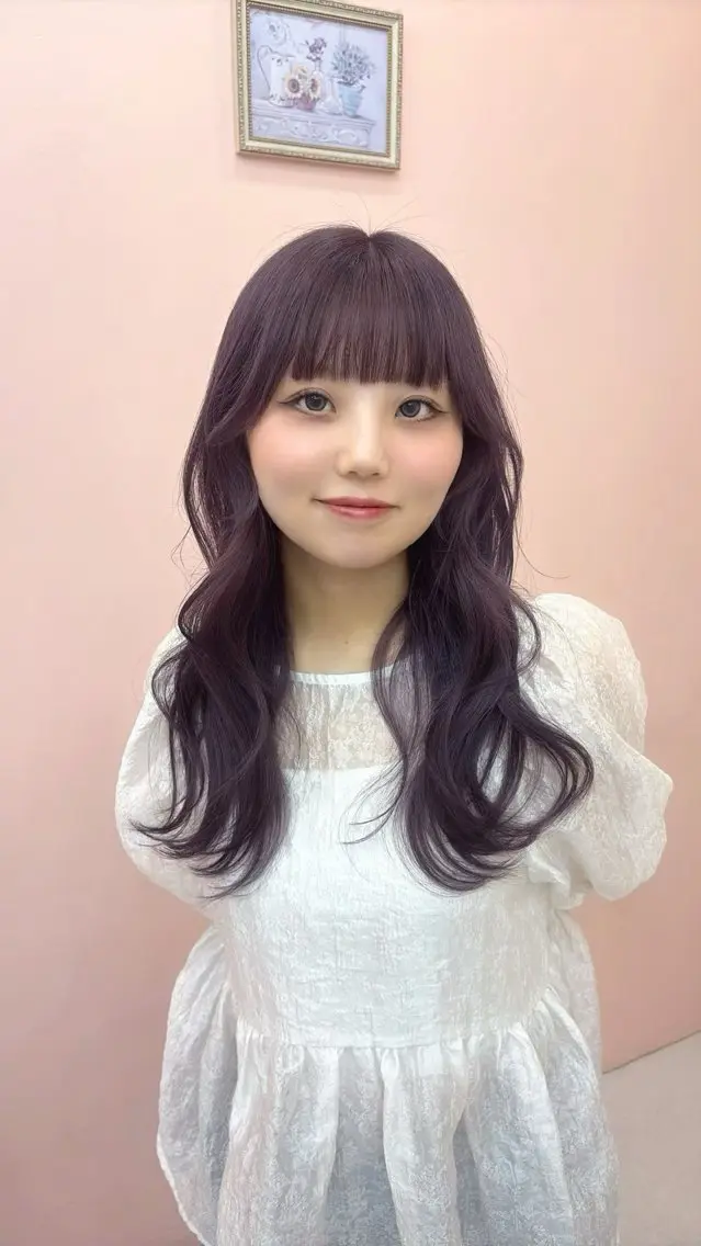ロング カラー ブリーチ 透明感カラー グレージュ ラベンダーカラー ラベンダーグレージュ 韓国ヘア🎀マイカ｜ 新大久保のヘアスタイル