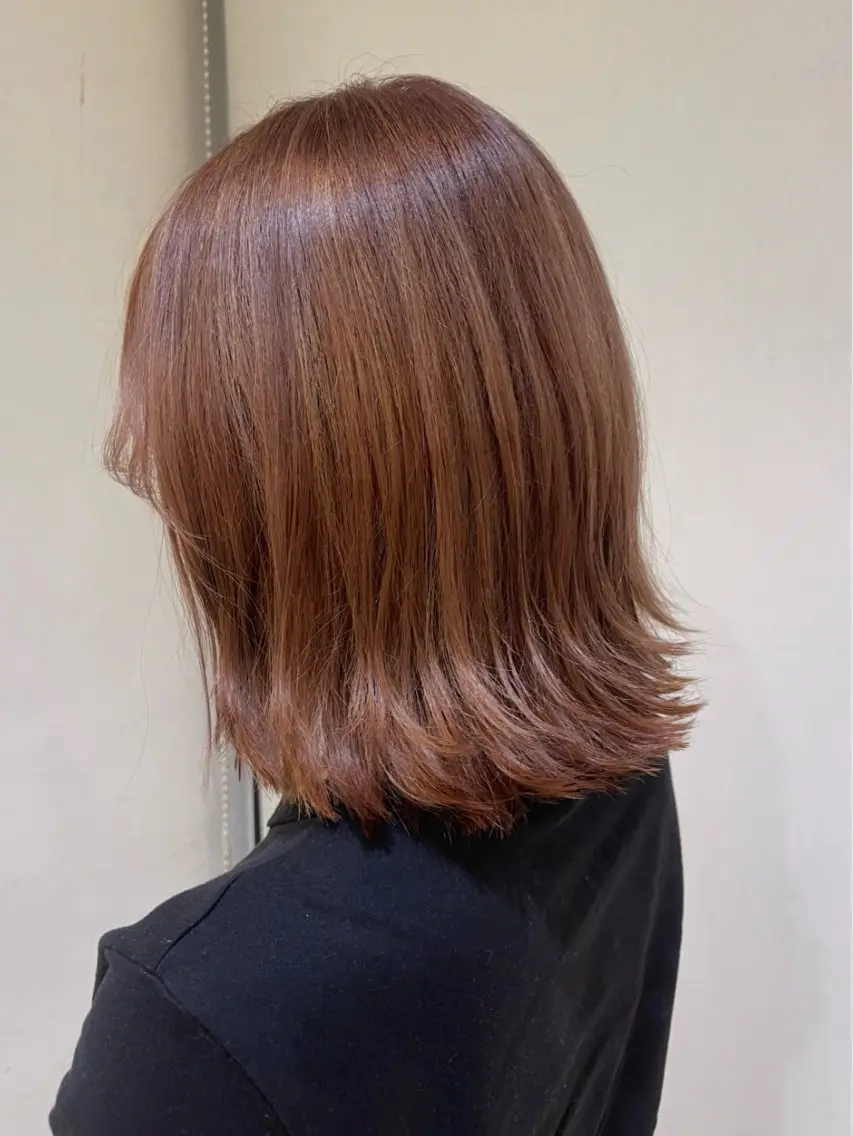 ミディアム カラー ベージュカラー ピンクカラー ピンクベージュ カット ヘアカラー トリートメント 髪質改善縮毛矯正 💎TOMOのヘアスタイル