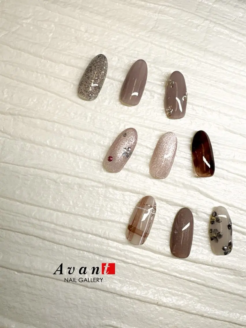 ネイル ブラウン ハンドネイル Avant Sakiのネイルデザイン