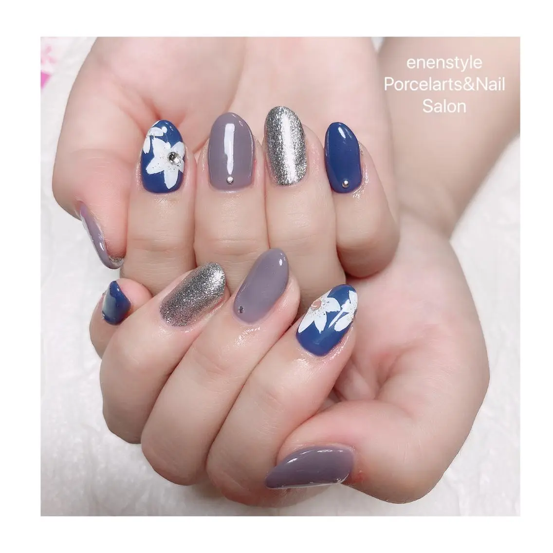 ミディアム ネイル ハンドネイル 🐾enen style 🐾のネイルデザイン