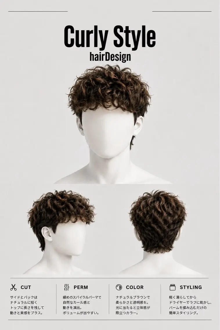 メンズ パーマ 本田 有里のヘアスタイル