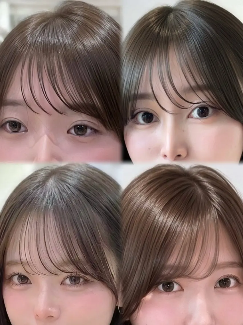ロング カット ヘアカラー トリートメント 表参道小顔カット前髪 割れ改善クロスパーマのヘアスタイル