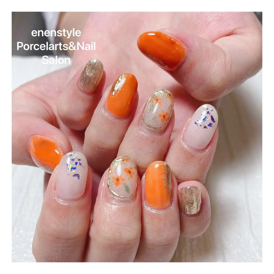 ミディアム ネイル ハンドネイル 🐾enen style 🐾のネイルデザイン