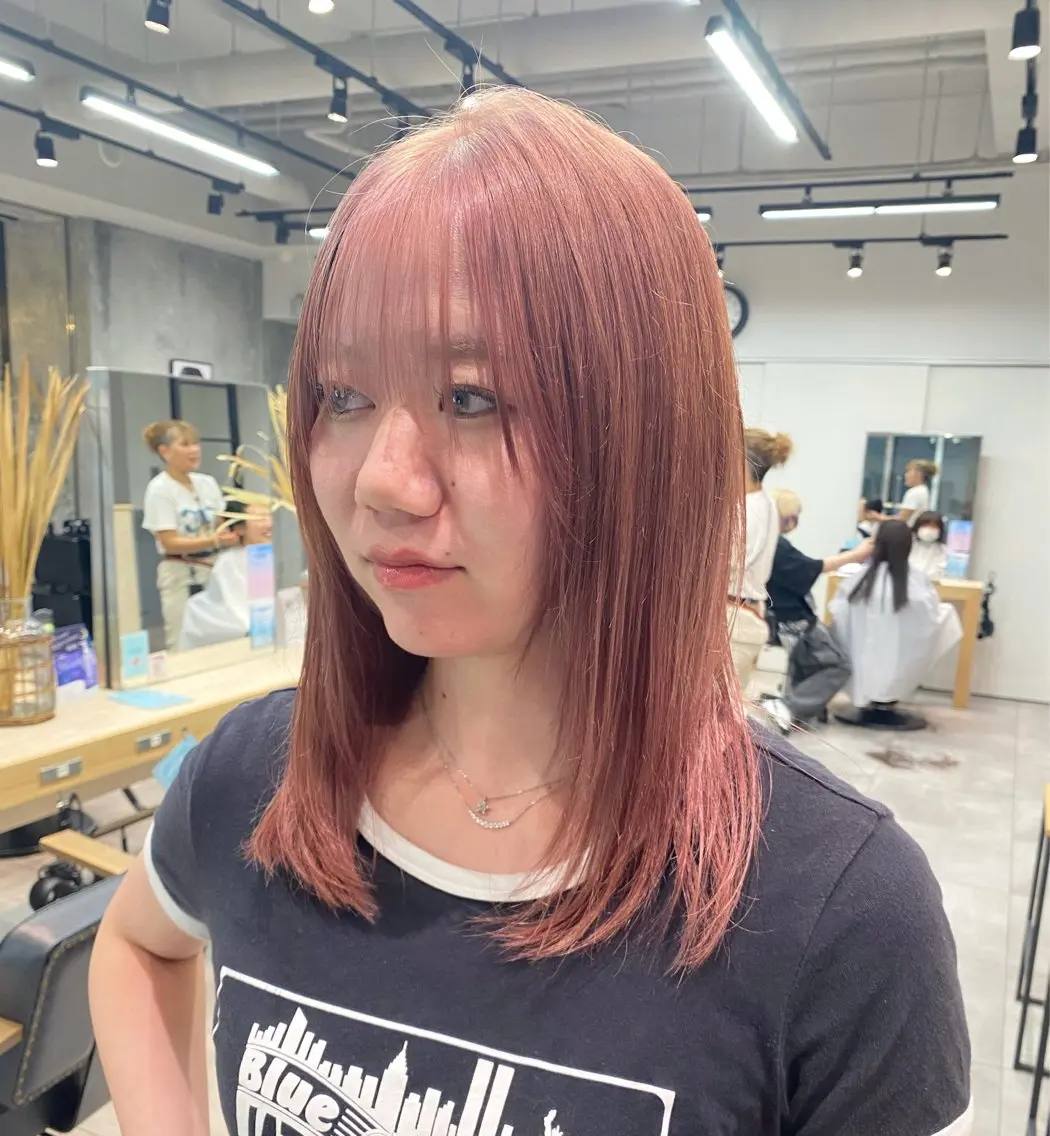 セミロング カラー ベージュカラー ピンクカラー ピンクベージュ カット ヘアカラー トリートメント ブリーチ/髪質改善 🍀MASAKiのヘアスタイル