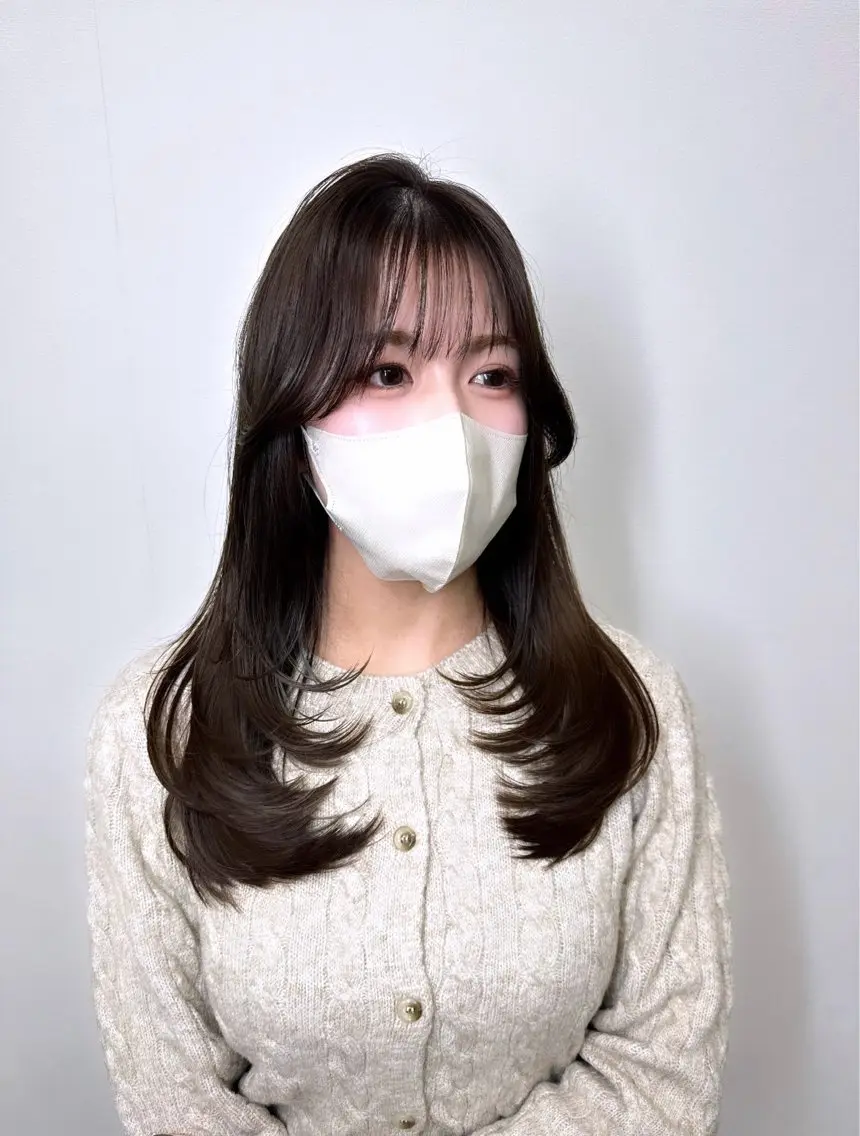 ロング カラー ヘアアレンジ ベージュカラー ブラウンカラー 髪質改善 韓国風ヘア レイヤーカット カット ヘアカラー トリートメント 酸性縮毛矯正🧴韓国 レイヤー/髪質改善のヘアスタイル