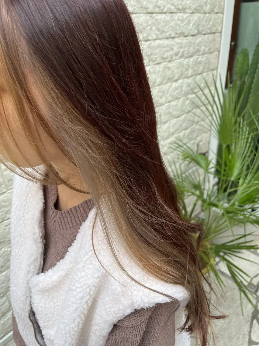 ロング カラー ブリーチ ダブルカラー イヤリングカラー ハイライトカラー インナーカラー ヘアカラー トリートメント 無料カットモデル‪✨ ✂️Nanami🌷のヘアスタイル