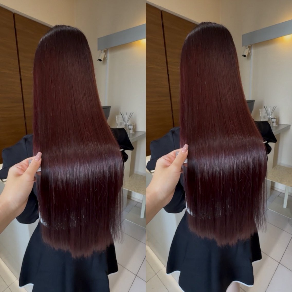 ロング カット ヘアカラー トリートメント 福西 司のヘアスタイル