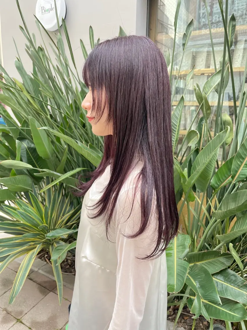 ロング カラー レッドカラー 縮毛矯正 HARUKA /ボブカットのヘアスタイル