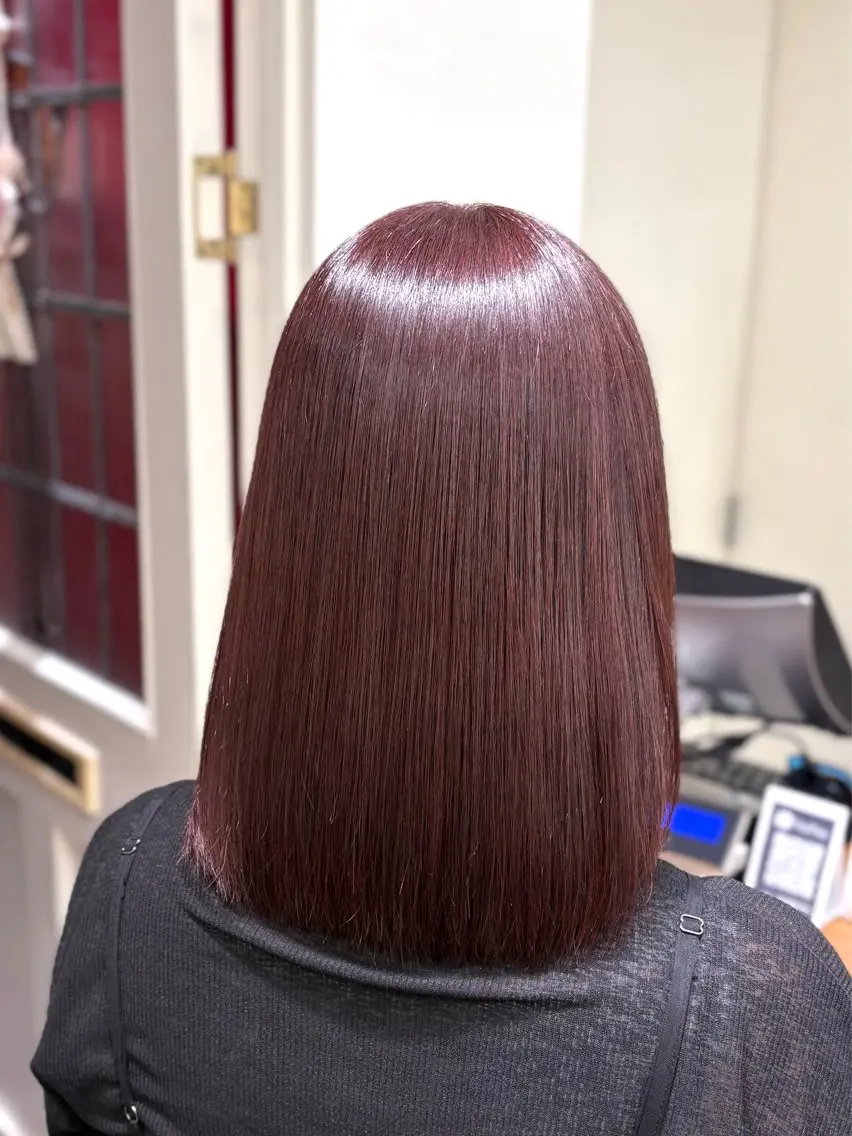 ミディアム カット ヘアカラー トリートメント 🎀ときの/髪質改善 透けッ暖色カラー🪞のヘアスタイル