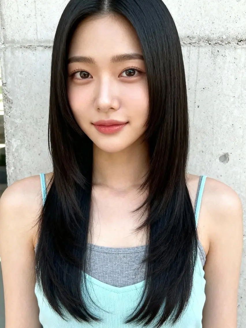 セミロング カラー アディクシーカラー 透明感カラー くびれヘア 顔まわりレイヤー 韓国風ヘア カット ヘアカラー トリートメント 韓国レイヤーカット 🫧大阪梅田レイヤーのヘアスタイル
