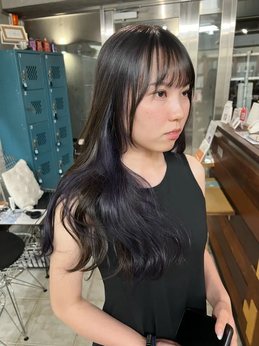 ロング パープルカラー 土田かほ/本日🈳 透明感カラー🍃のヘアスタイル