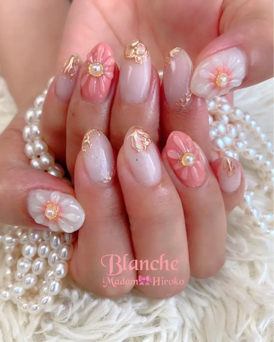 ネイル フラワーネイル ぷっくりネイル Lianネイル 寛子Lianのネイルデザイン