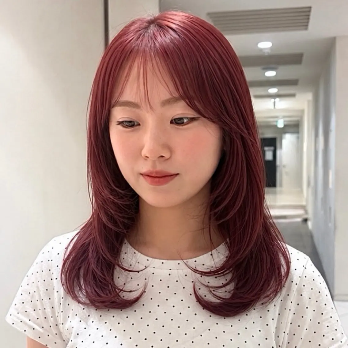ミディアム カラー ミディアムレイヤー ブリーチ ダブルカラー ブリーチなしカラー ピンクカラー カット ヘアカラー トリートメント 暖色カラー/ボブ/ 銀座/モエのヘアスタイル
