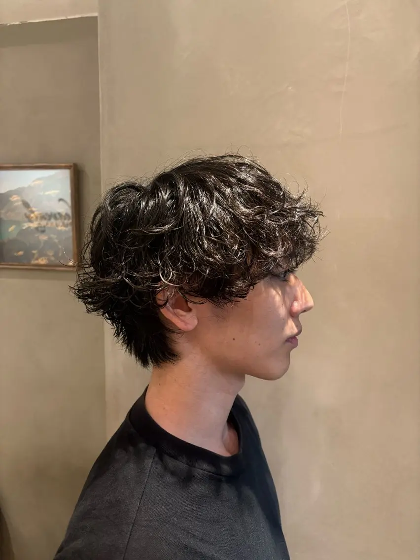 パーマ メンズ メンズパーマ スペインカール ニュアンスパーマ カット パーマ シャドウ/フェザー/ パーマ/新宿/和真のヘアスタイル